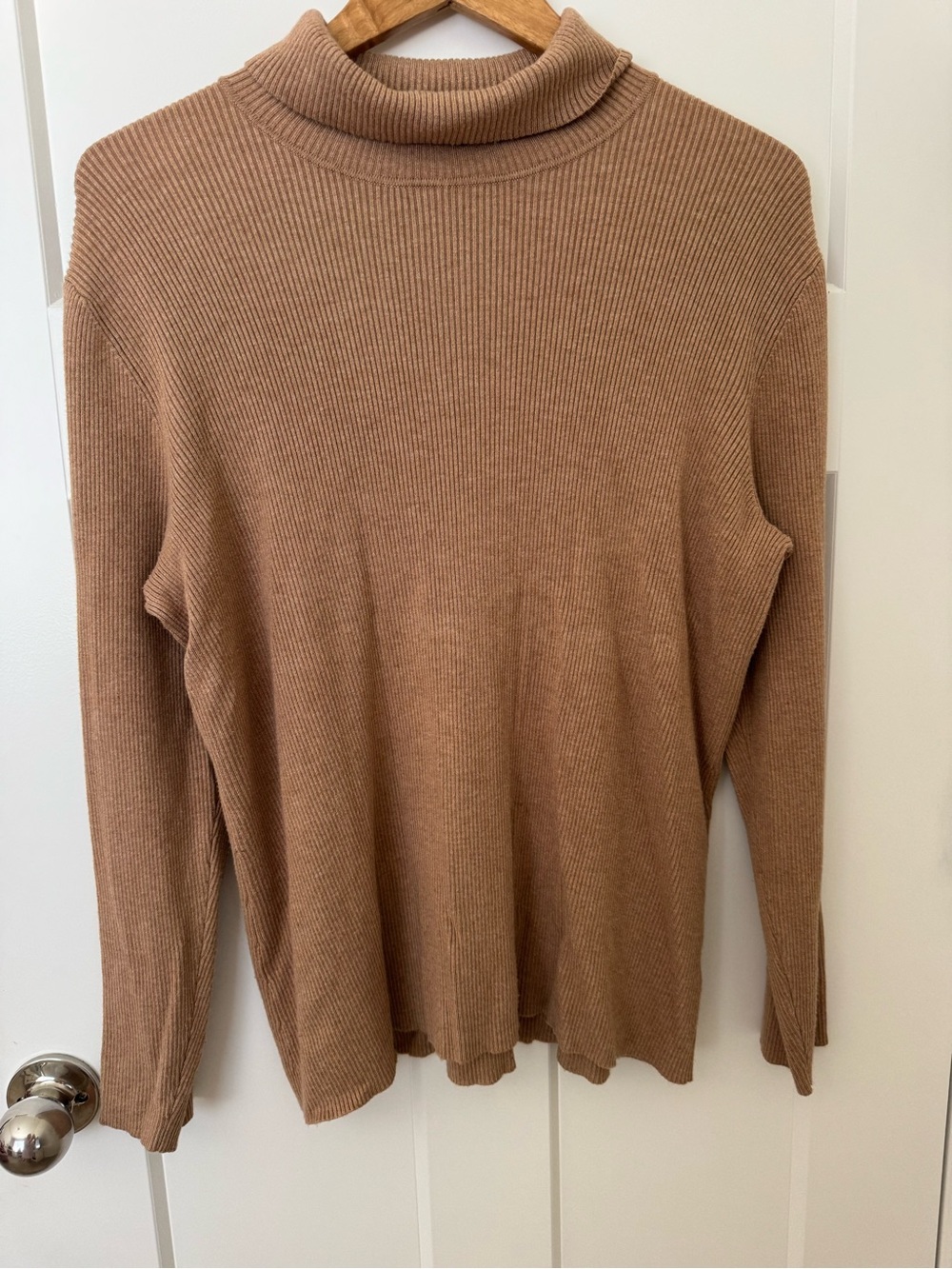 Coldwater Creek Ribbed Turtleneck Sweater in Camel Brown
